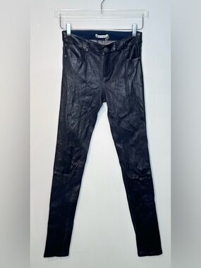 Alice + Olivia Navy Blue Lambskin Leather Skinny Pants Jeans NWT
